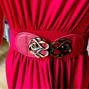 Grace Karin Stretch Vintage Belt Wine Red Elastic Waist